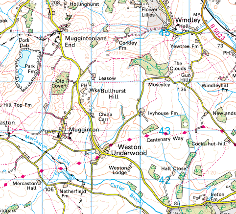 Weston Underwood map